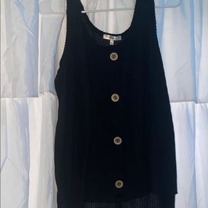 Black waffle knit shirt